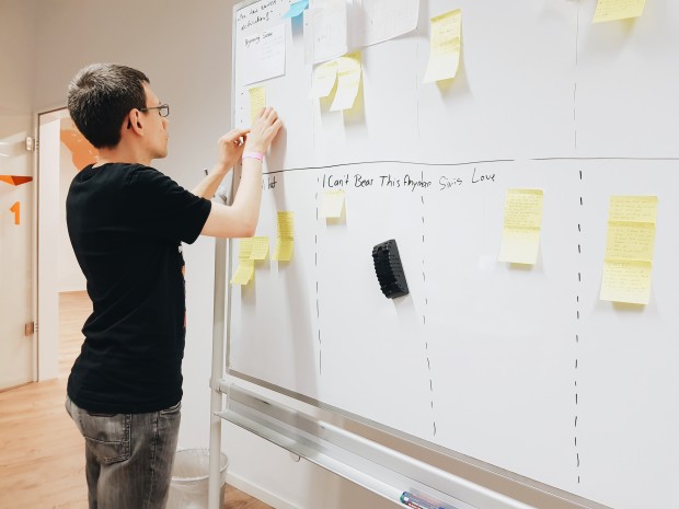 Fireflies: Das Storyboard wird bestückt. (Bild: Sandy Kramer/Booster-Space)